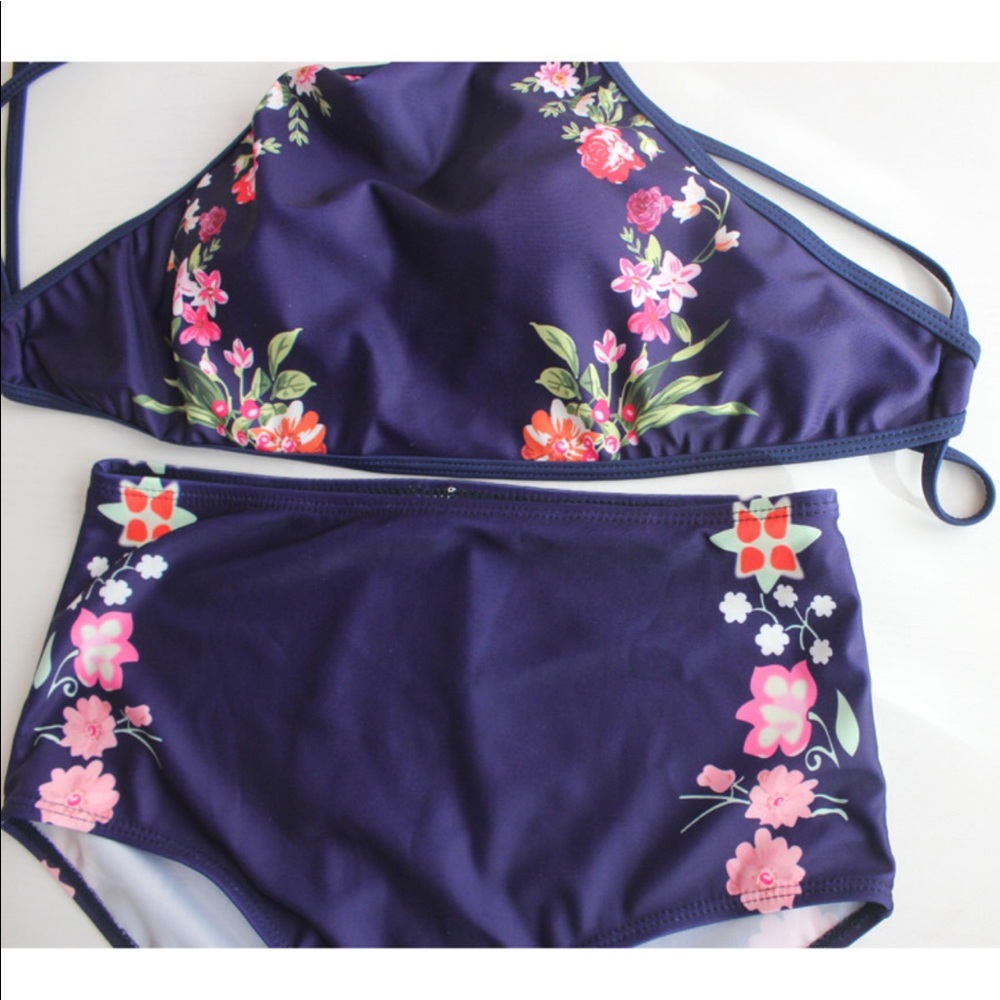 Kyra high waist Floral Navy swimsuit - Picture 5 of 5
